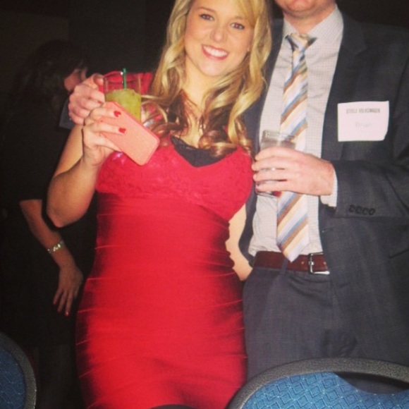 Red Lace Mini Dress by Bebe - Picture 1 of 4